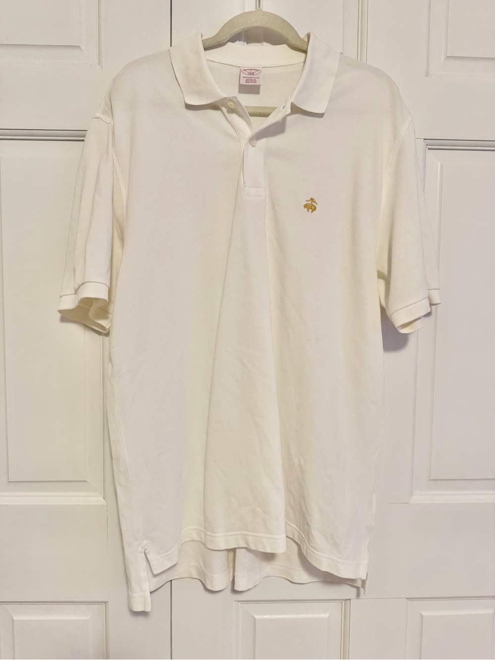Brooks Brothers White Pique Polo Shirt Men's Large Classic Fit Short Sleeve - Picture 2 of 8